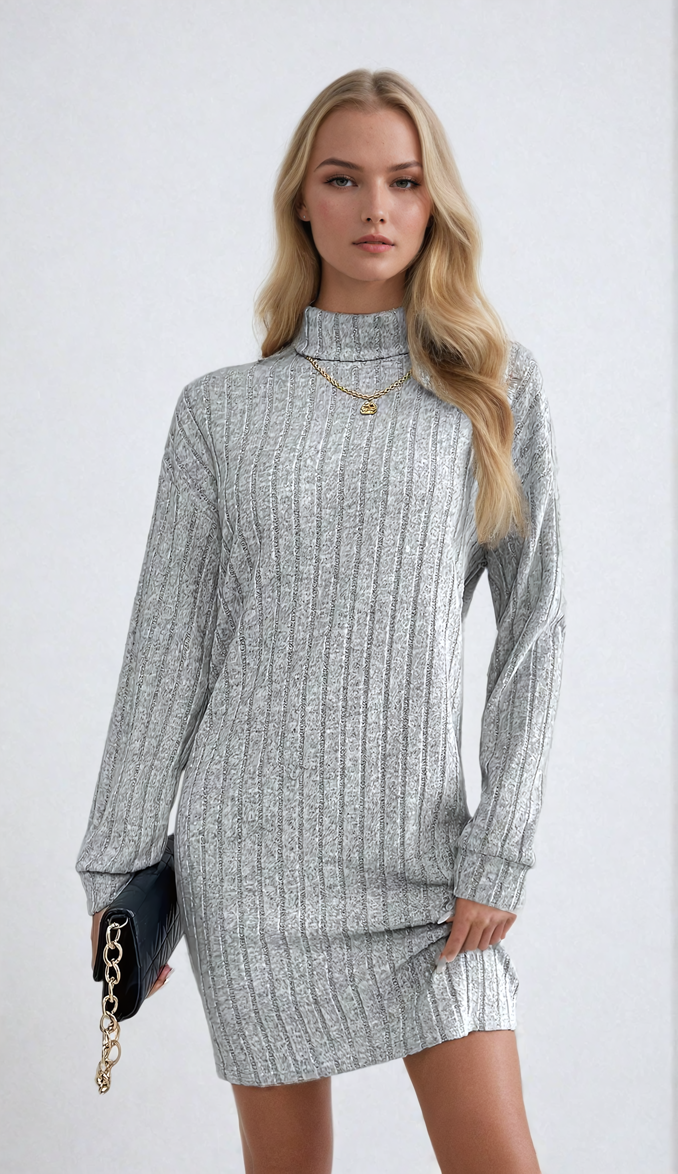 Gebreide Rollkragenpullover mit elegantem Lanternmouwen