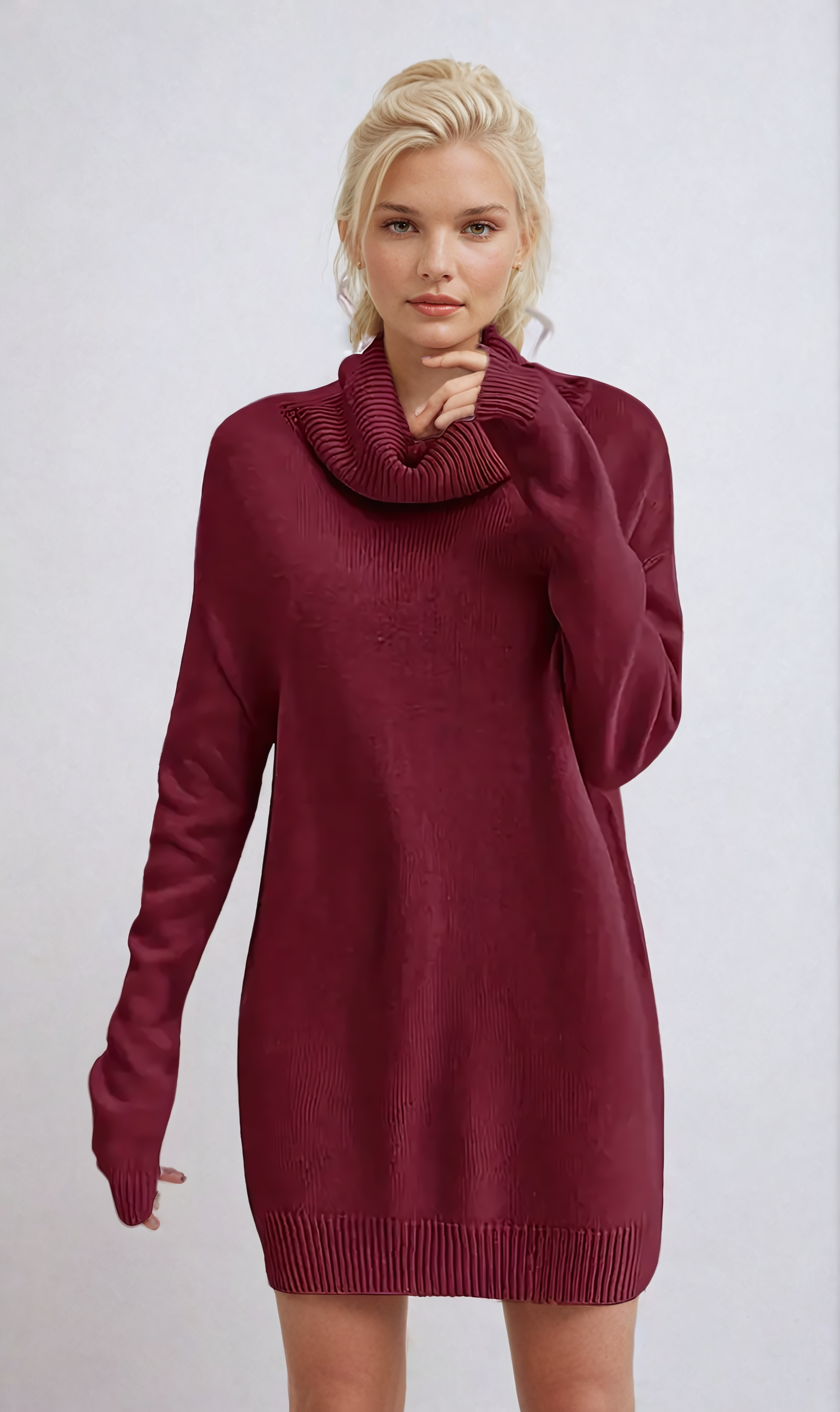 Eleganter Gebreide-Rollkragenpullover mit Lange Mouwen