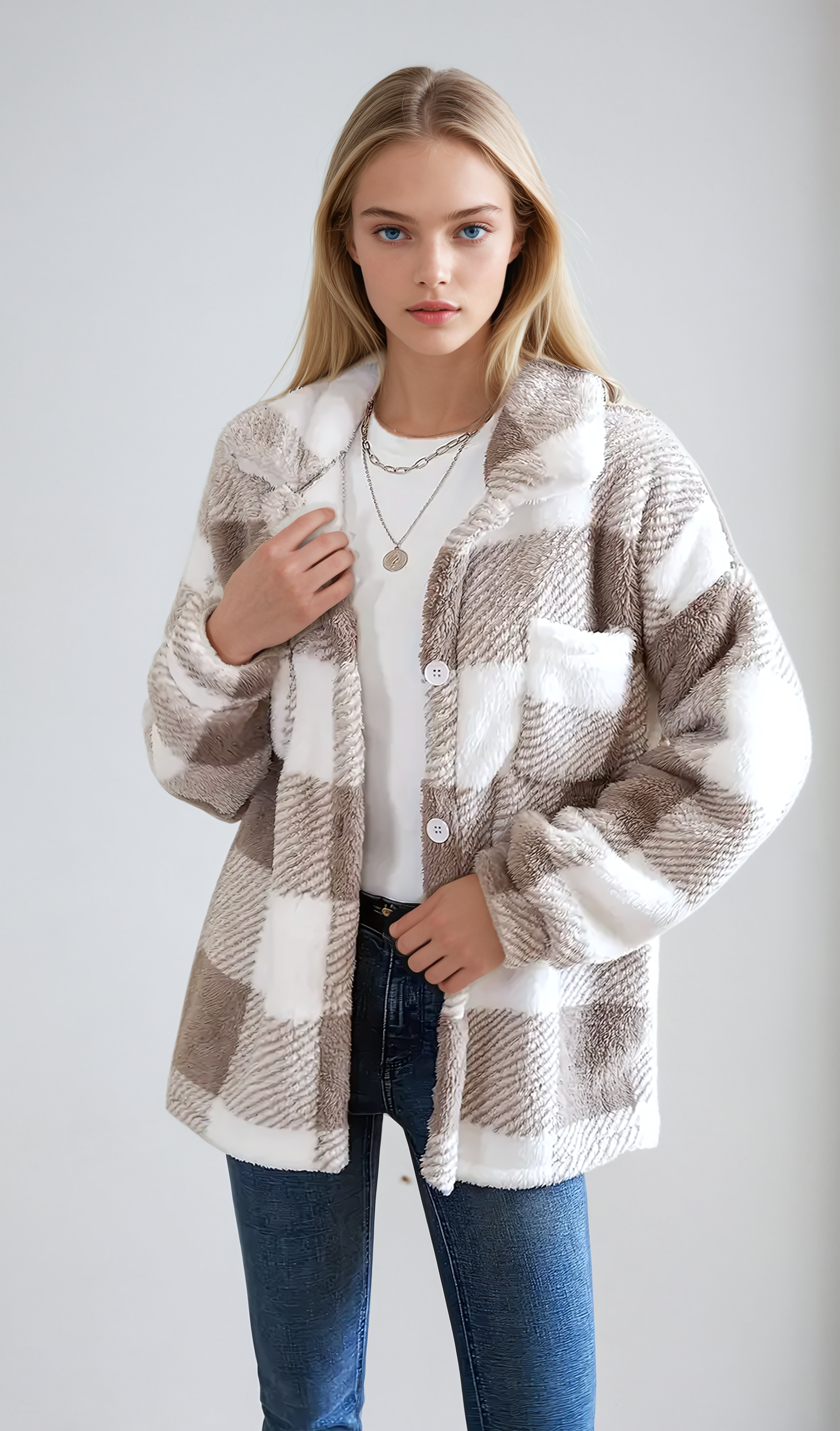 Plaid Sherpa Coat