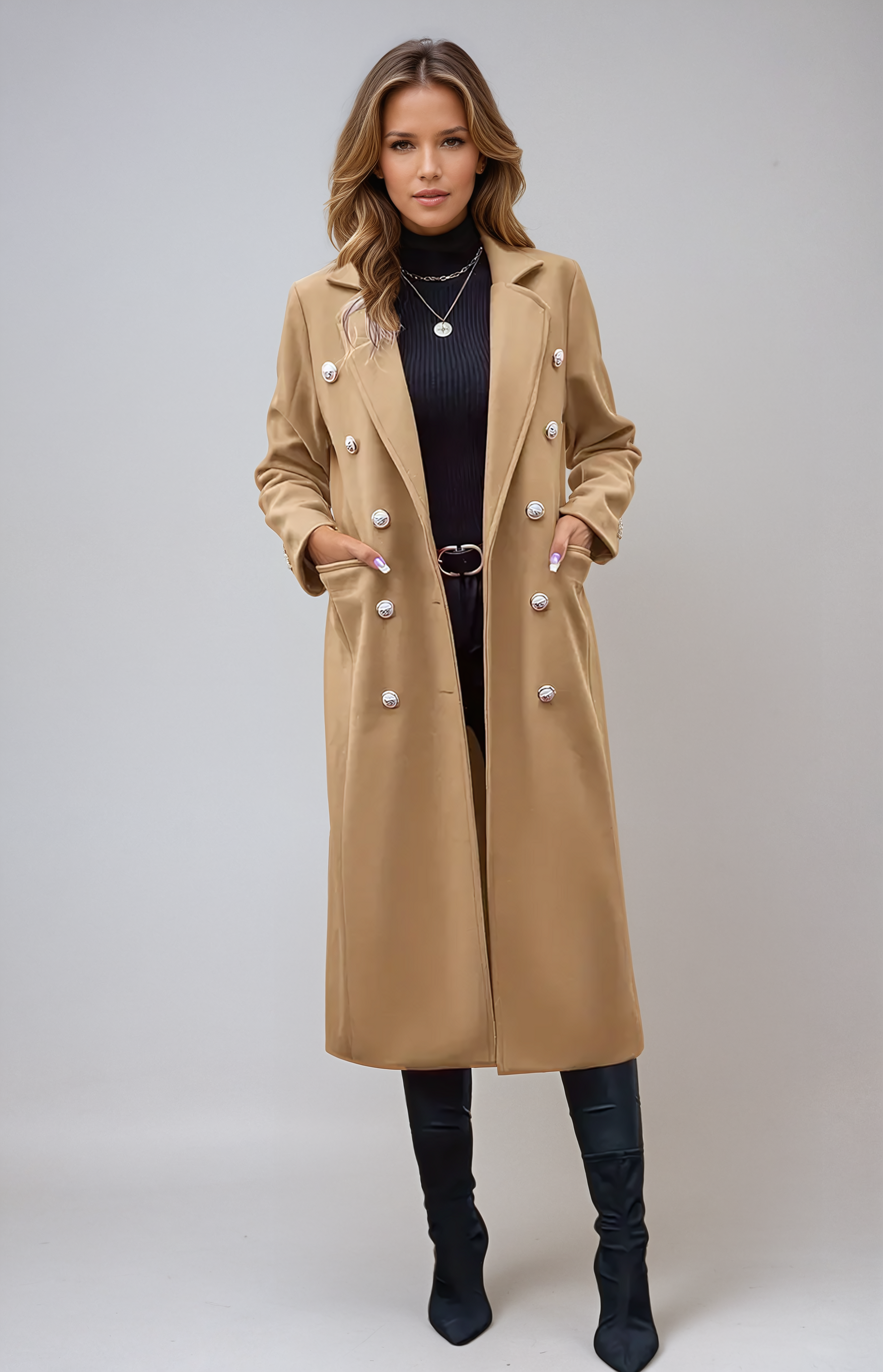 Sophistique Double-Lapel Overcoat