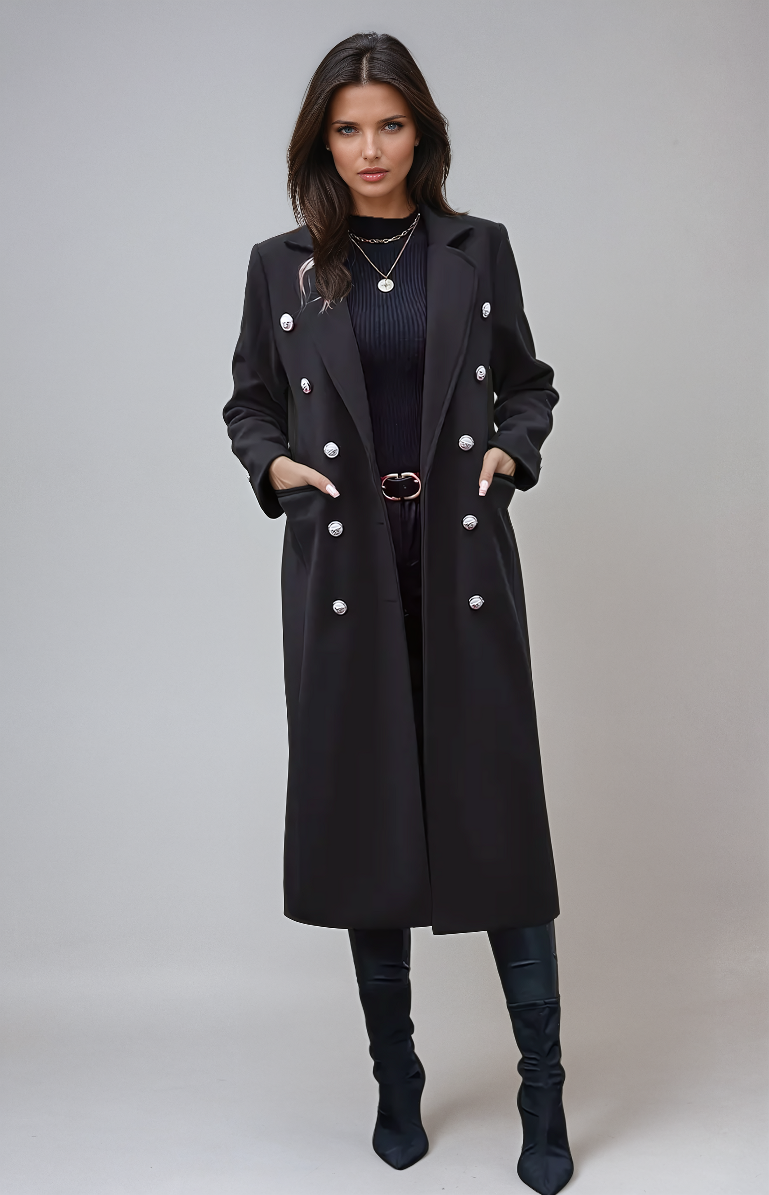 Elegant Crest Lapel Coat