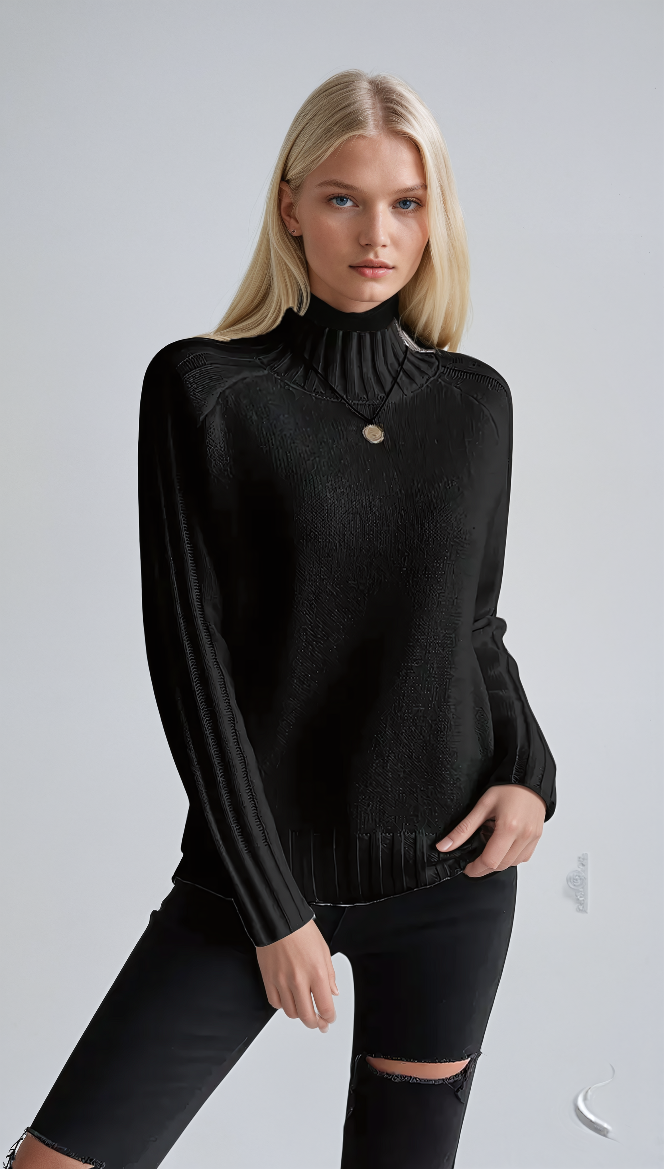 Eleganter Gebreide-Rollkragenpullover