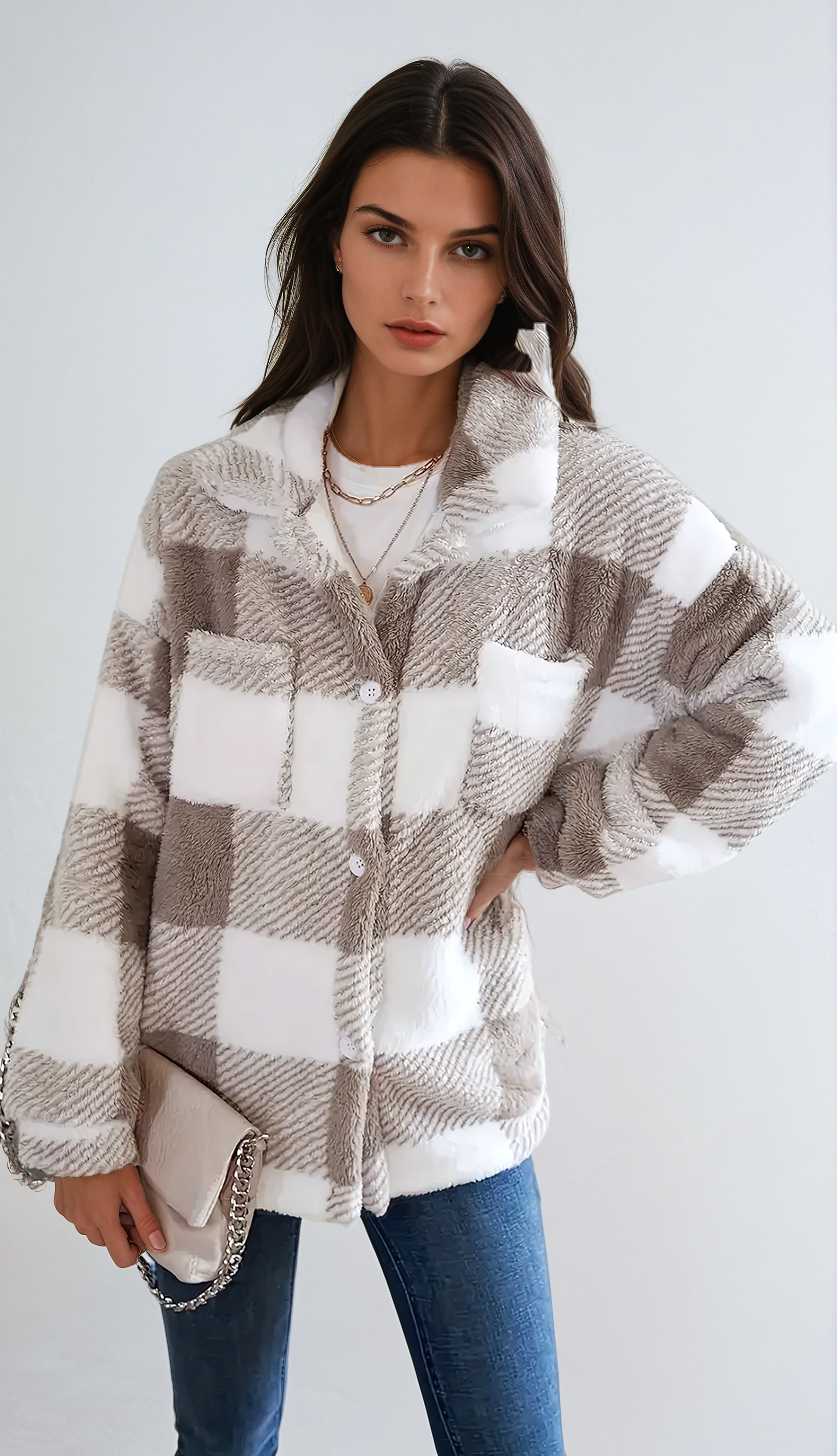 Plaid Sherpa Coat