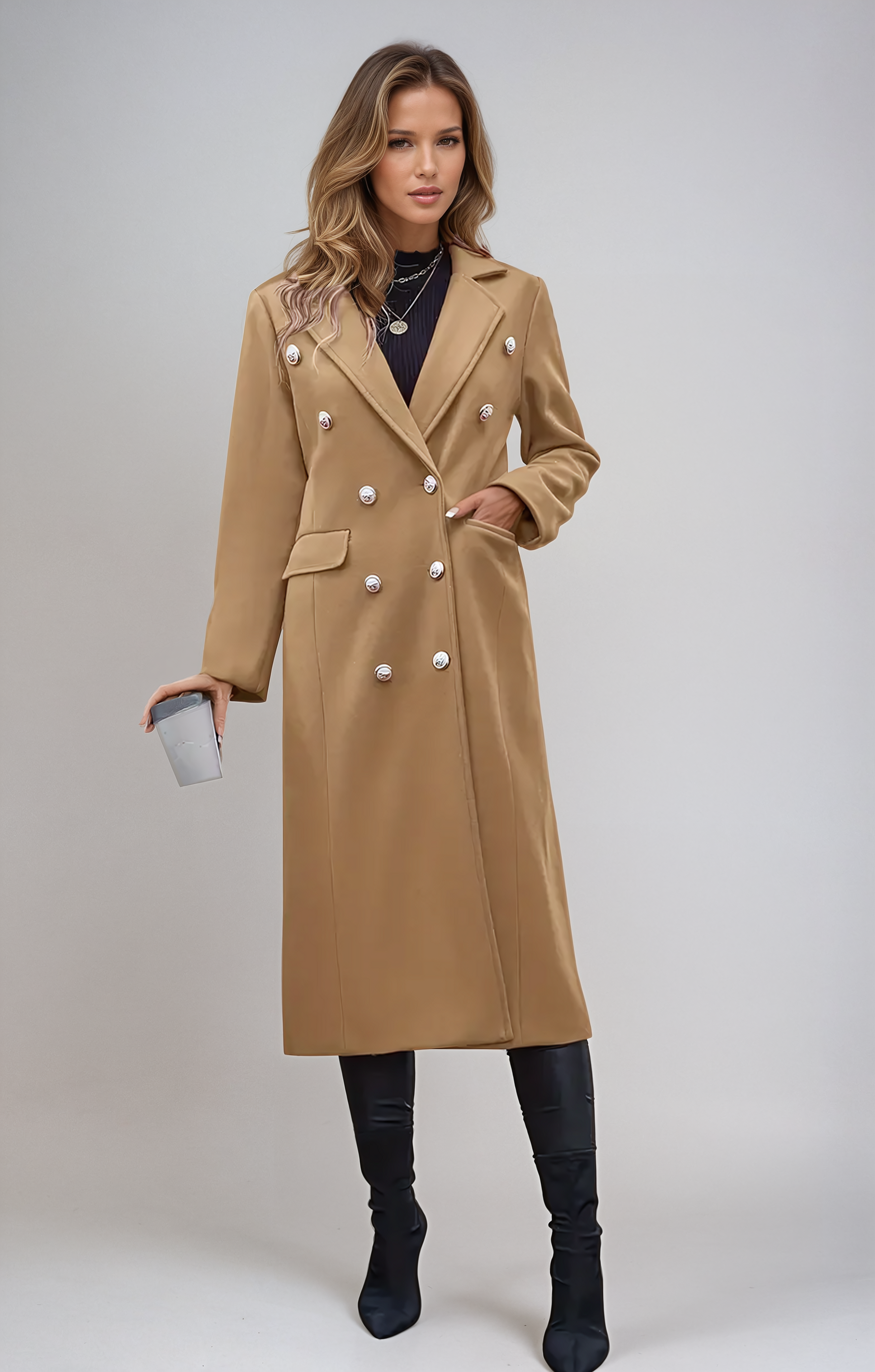 Sophistique Double-Lapel Overcoat