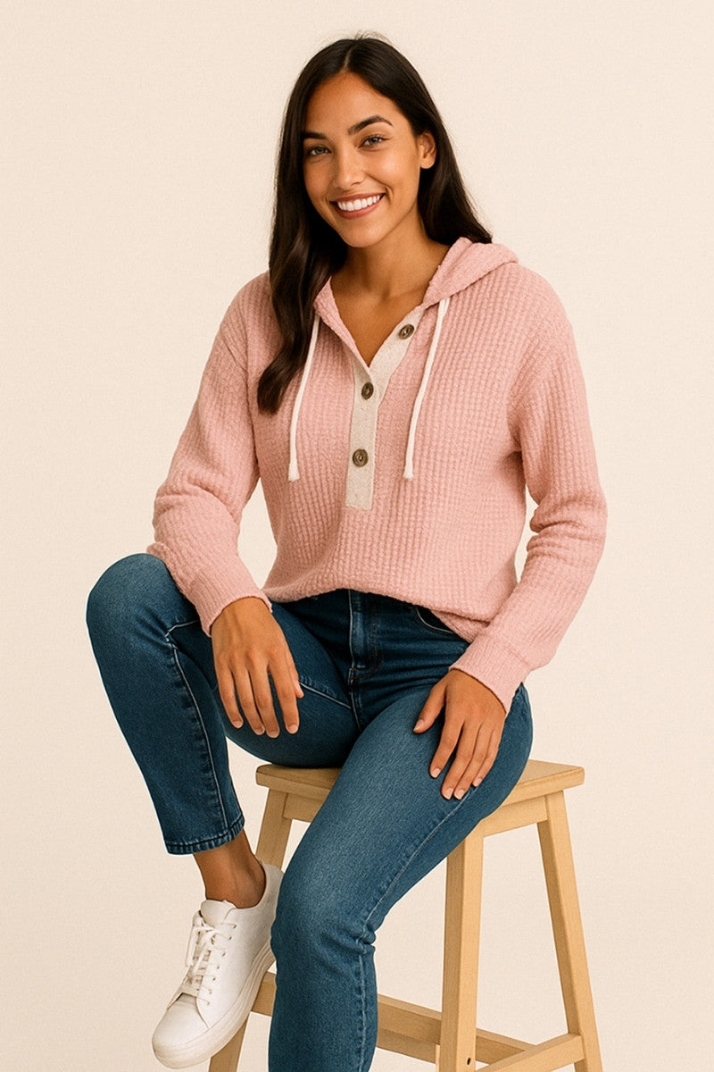 BlushEase Waffle Hoodie