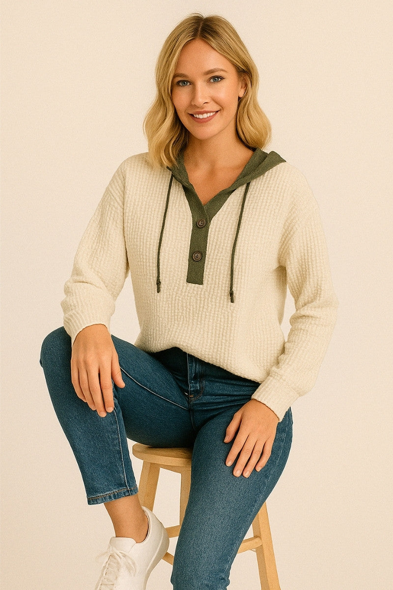 BlushEase Waffle Hoodie