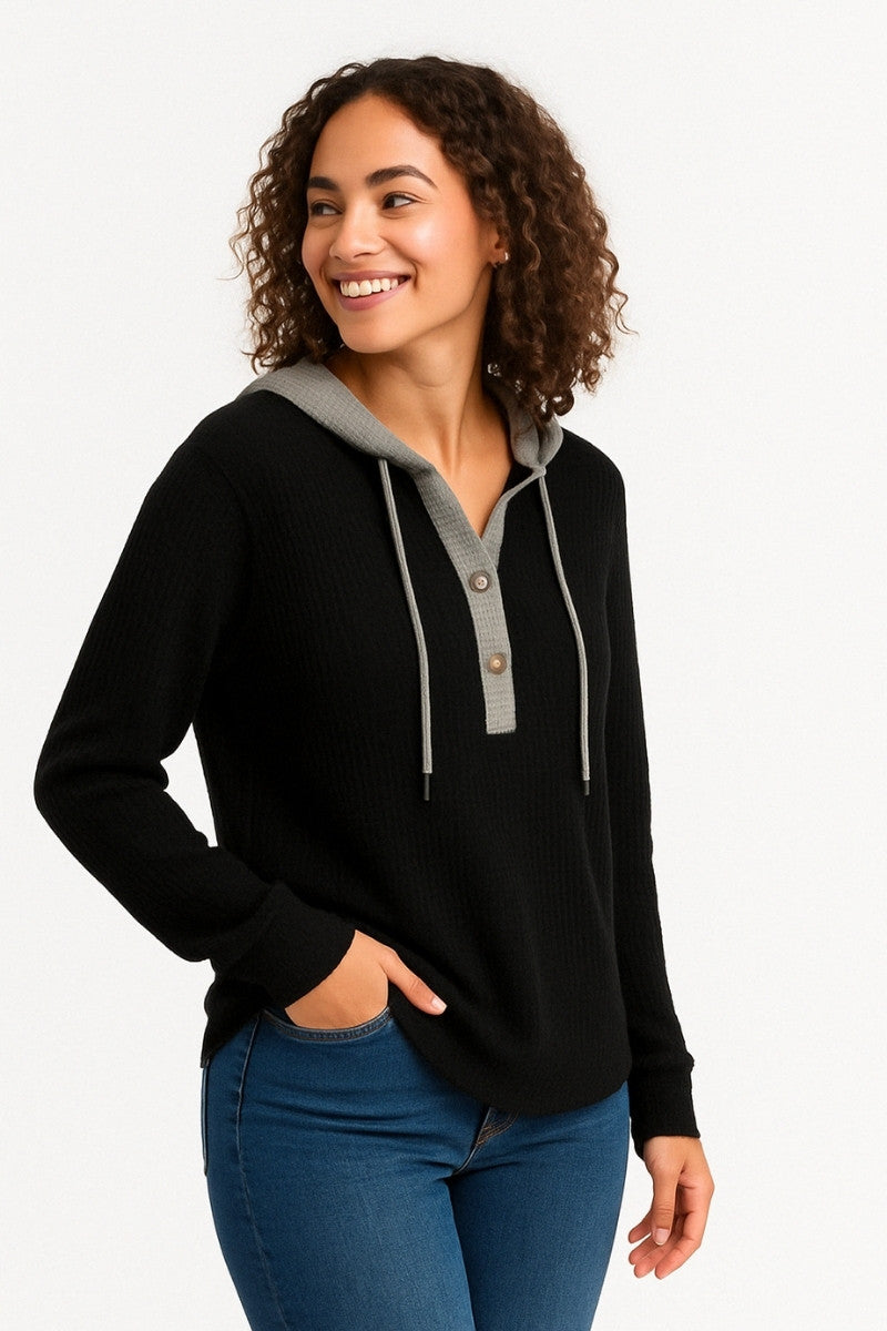 BlushEase Waffle Hoodie