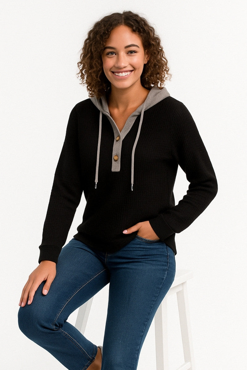 BlushEase Waffle Hoodie