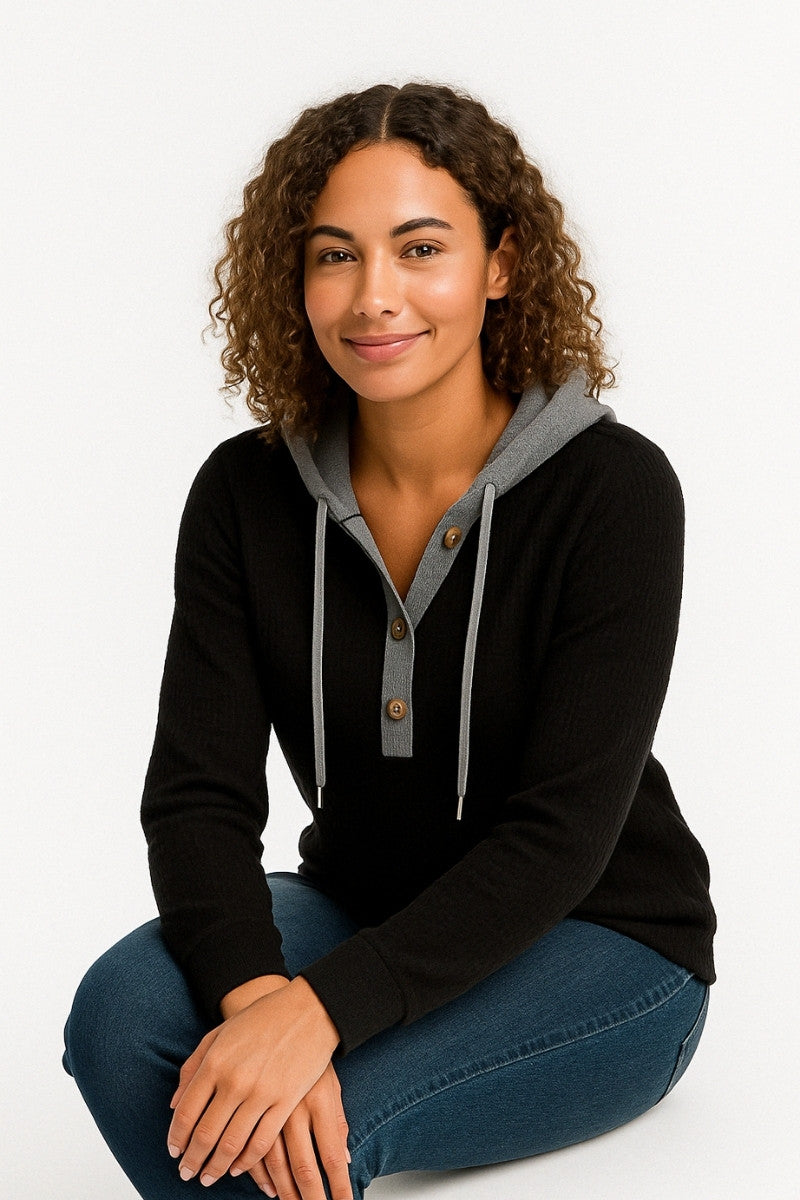BlushEase Waffle Hoodie