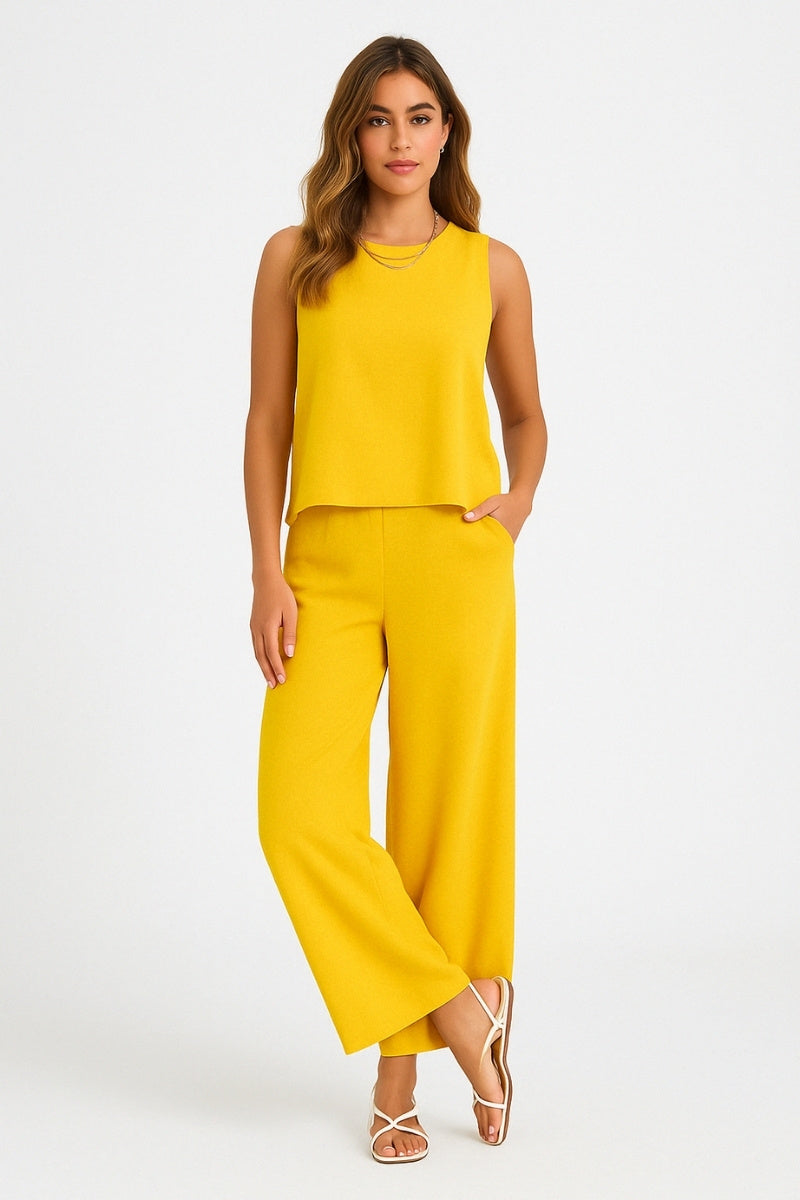 Chic Linen-Feel Two-Piece Set