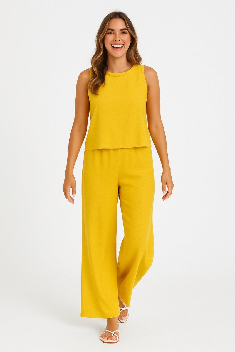 Chic Linen-Feel Two-Piece Set