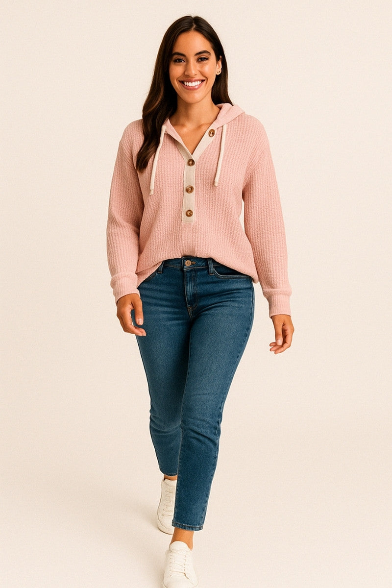 BlushEase Waffle Hoodie