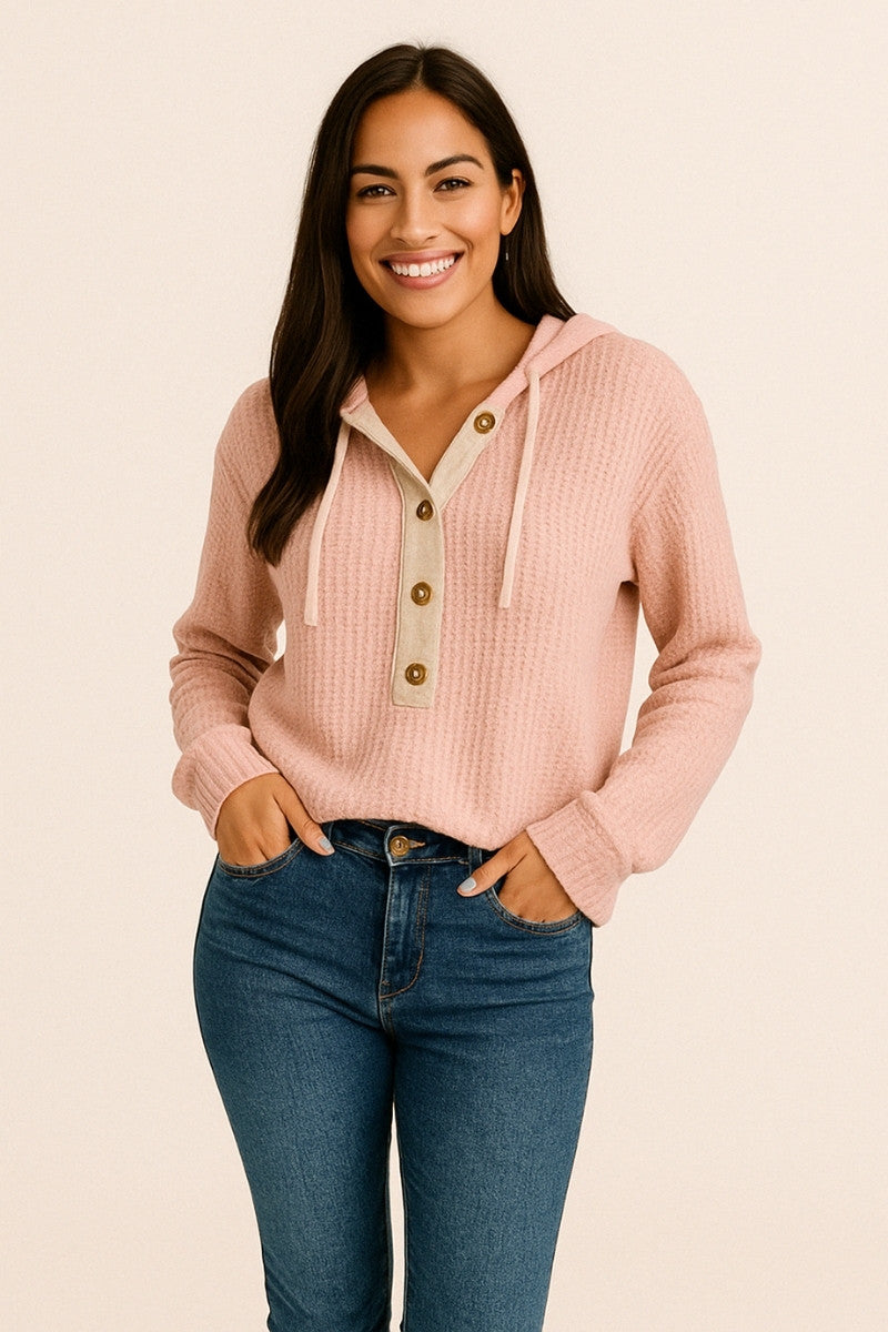 BlushEase Waffle Hoodie