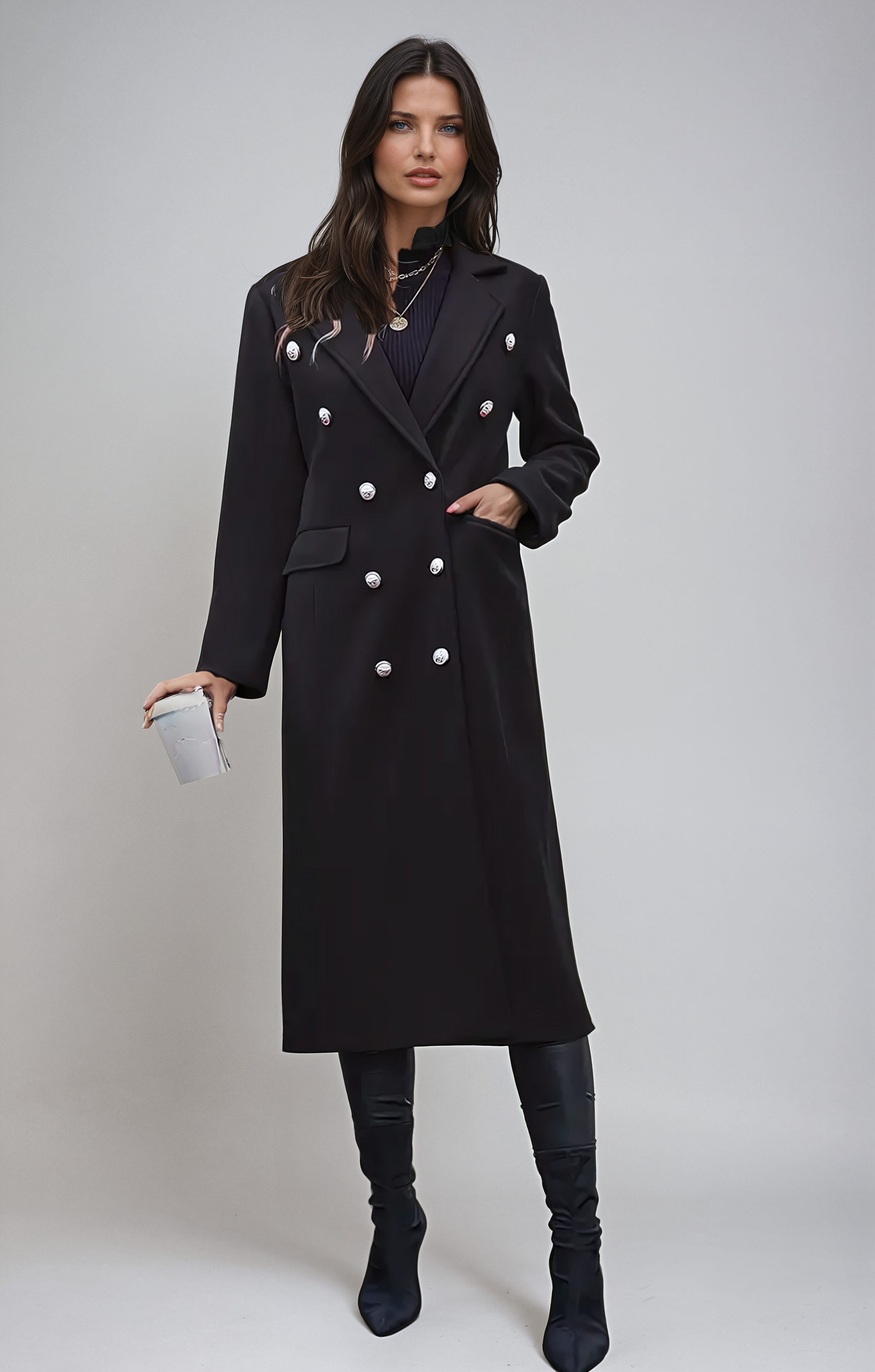 Elegant Crest Lapel Coat