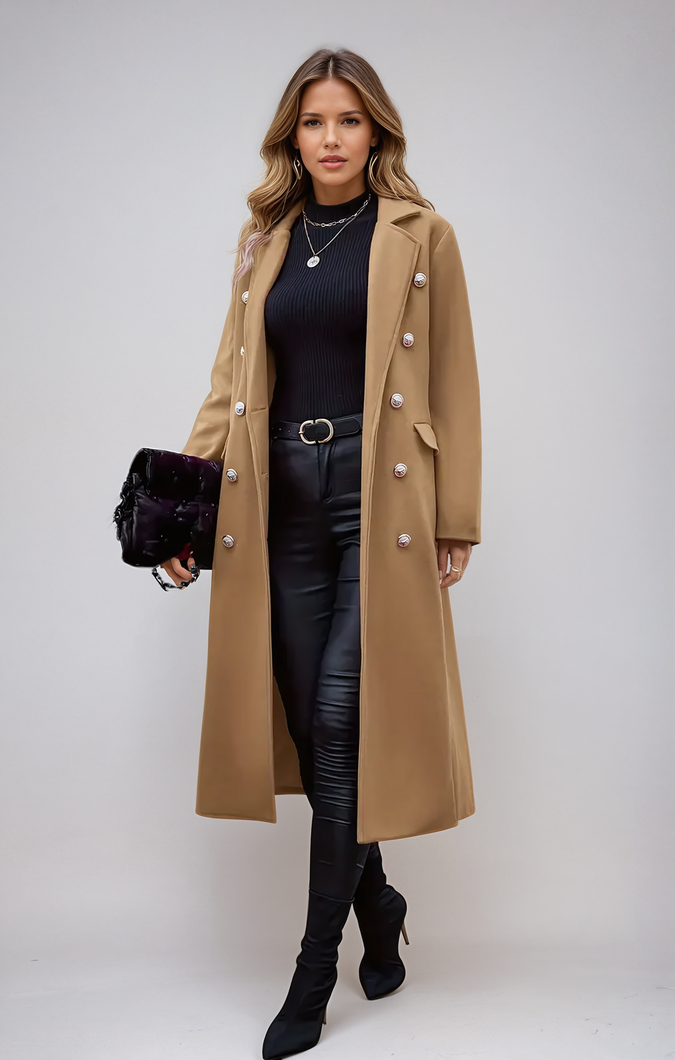 Sophistique Double-Lapel Overcoat