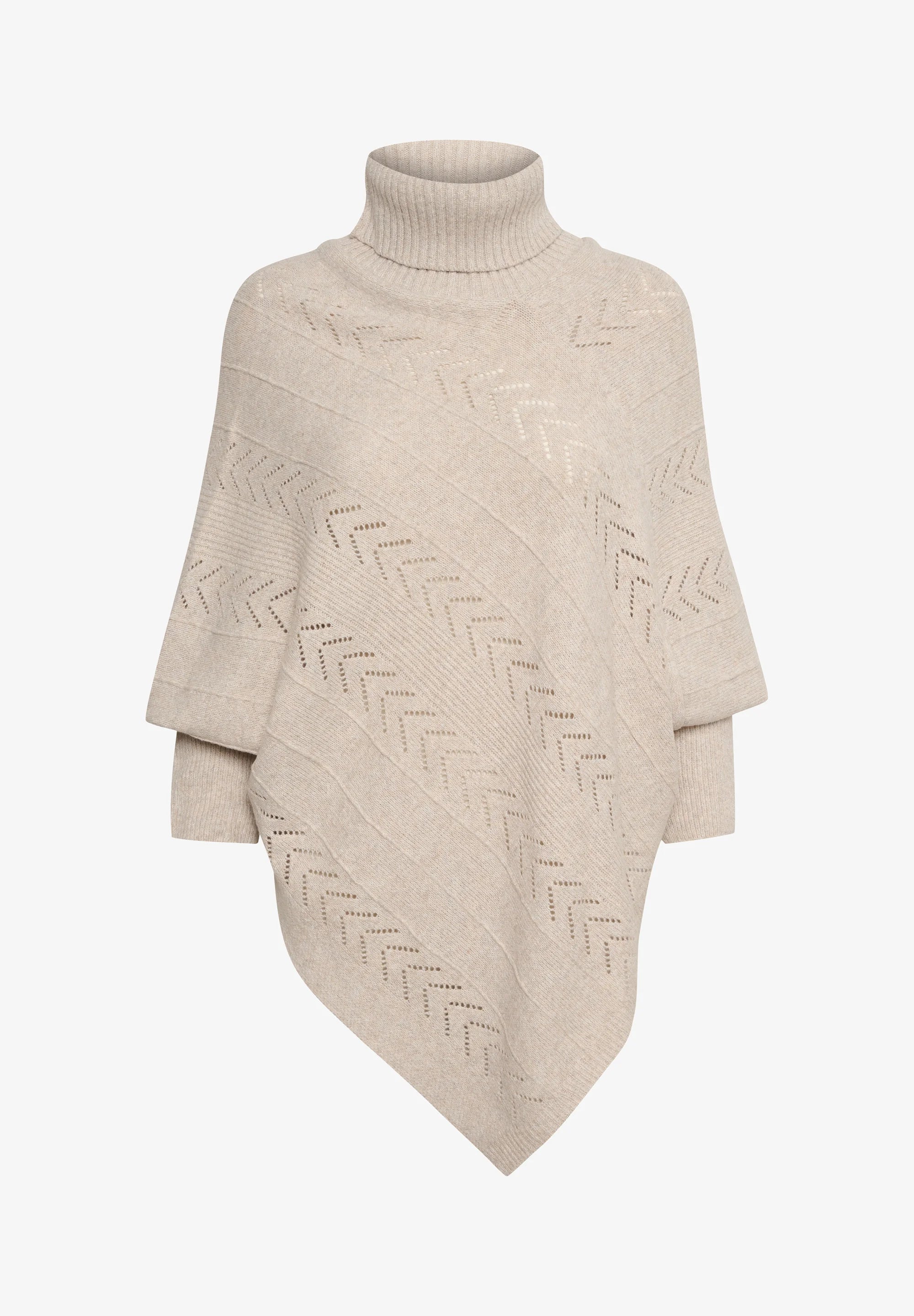 Turtleneck Poncho – Oat Melange – Cozy Knitwear