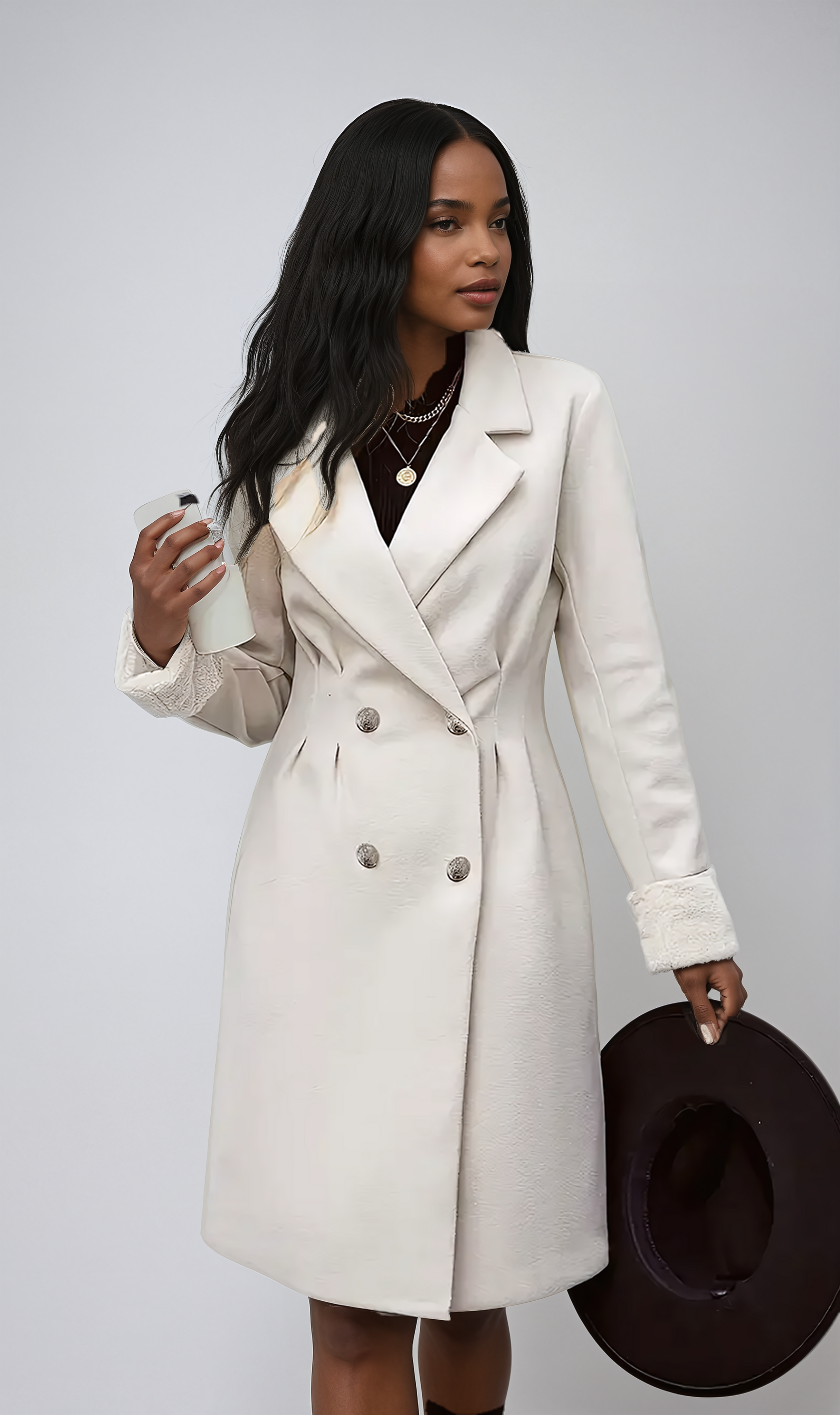 AutumnGrace Double-Breasted Wool Coat