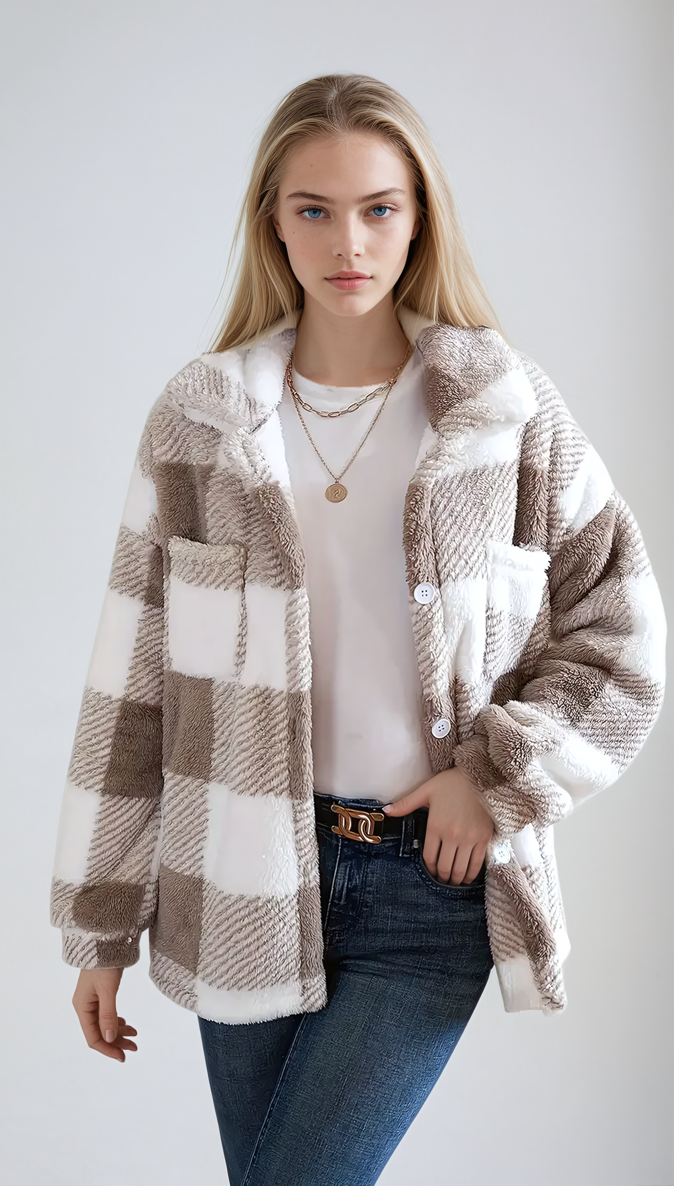 Plaid Sherpa Coat